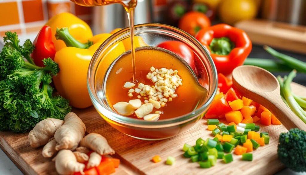 Honey-Glazed Chicken Stir-Fry Sauce Preparation