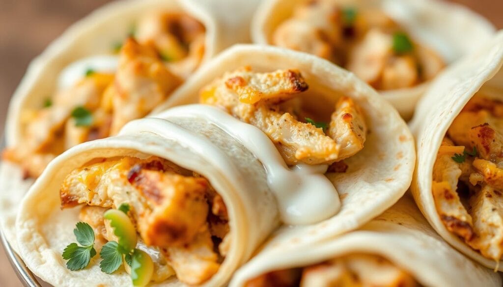 cheesy garlic chicken wraps