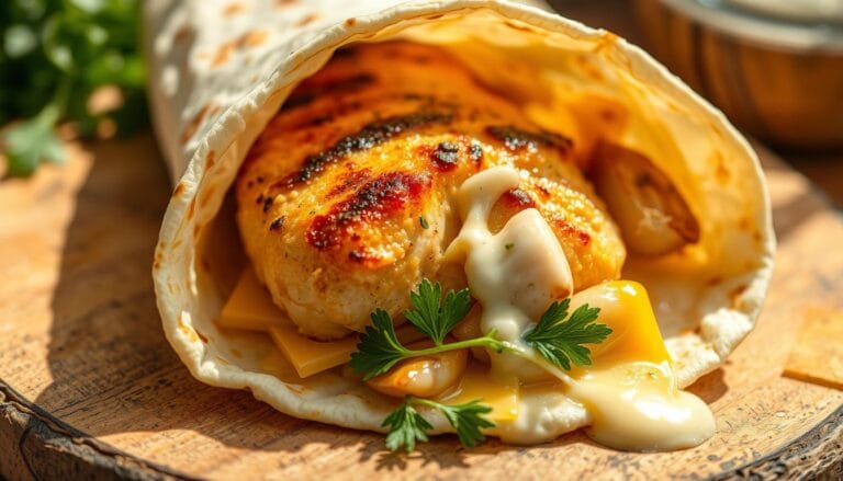 cheesy garlic chicken wraps