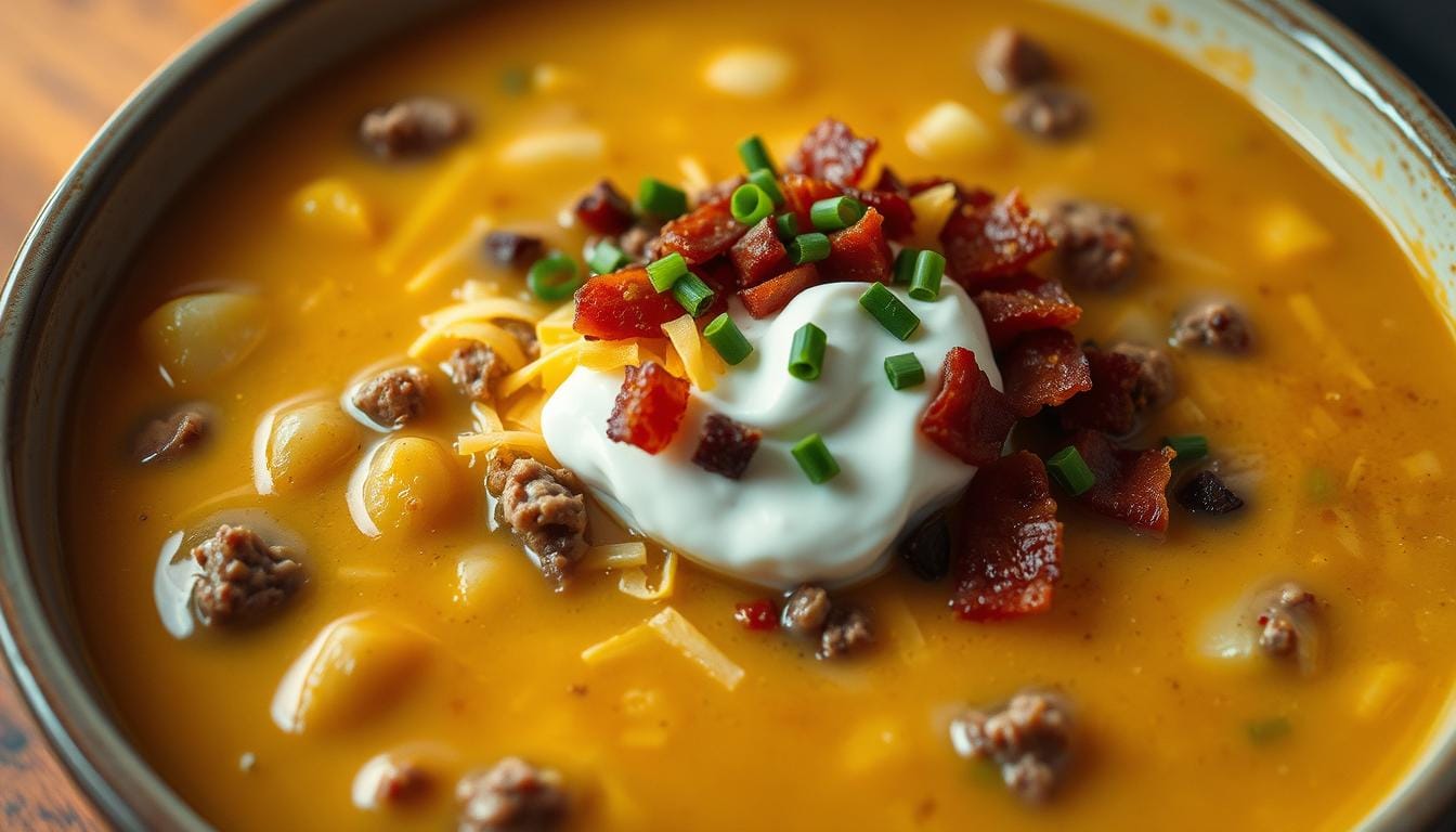 cheesy hamburger potato soup