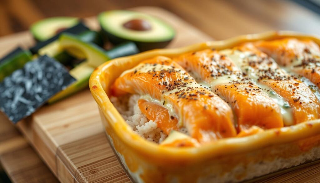 salmon sushi bake recipe